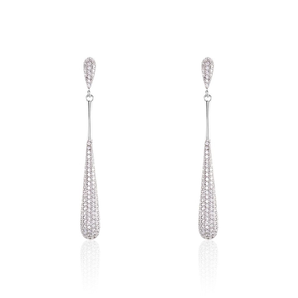 Boucles D'oreilles Pendantes Chandell Argent Blanc Oxyde De Zirconium - Boucles d'oreilles pendantes Femme | Histoire d’Or