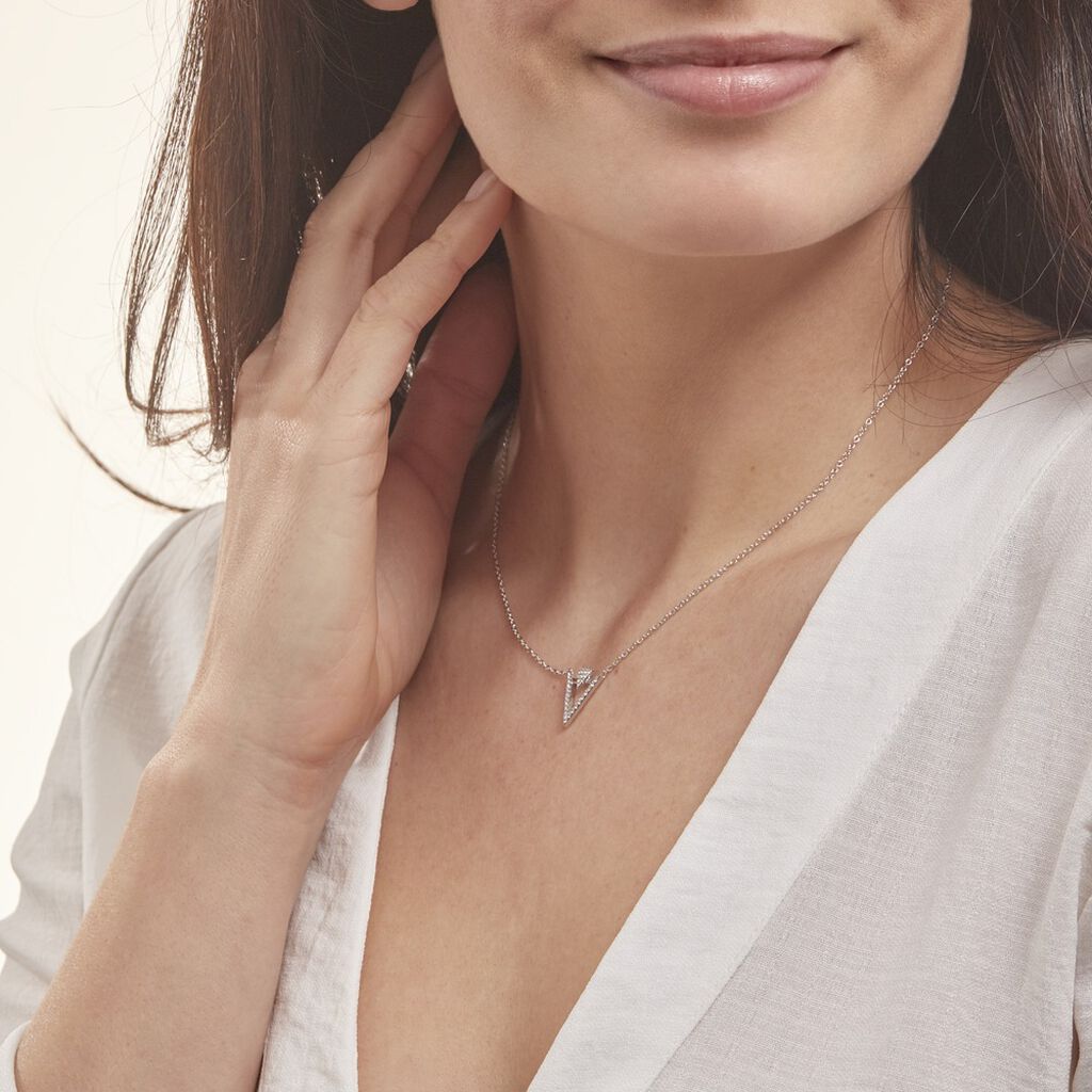 Collier Domnika Argent Blanc Oxyde De Zirconium - Colliers fantaisie Femme | Histoire d’Or