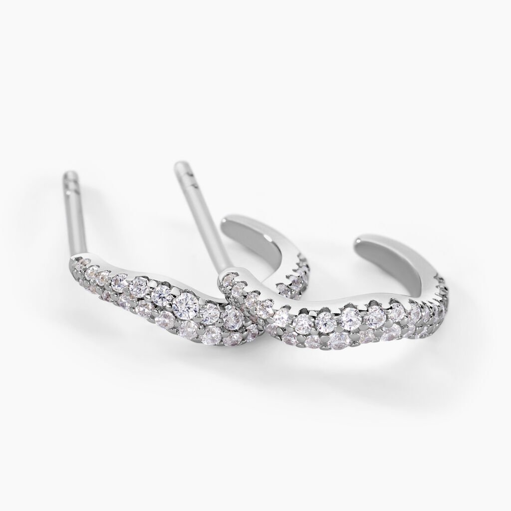 Cr&eacute;oles Nandie Argent Blanc Oxyde De Zirconium - Boucles d'oreilles cr&eacute;oles Femme | Histoire d&rsquo;Or