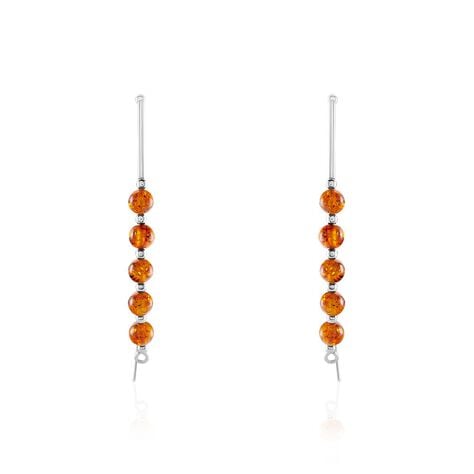 Boucles D'oreilles Pendantes Satu Argent Blanc Ambre - Boucles d'oreilles fantaisie Femme | Histoire d’Or
