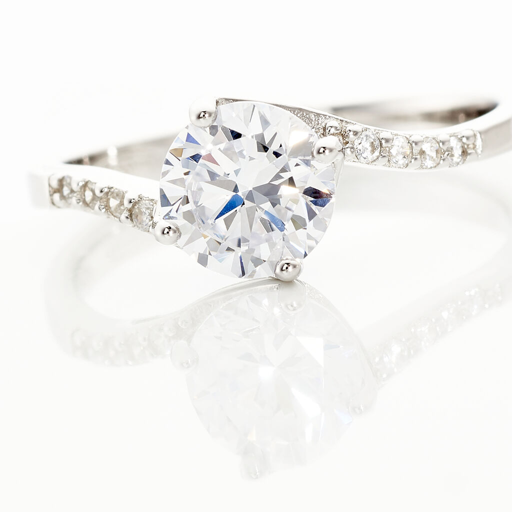 Bague Solitaire Maelane Argent Blanc Oxyde De Zirconium - Bagues solitaires Femme | Histoire d&rsquo;Or