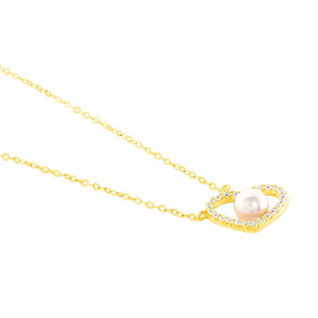Collier Or Jaune Cagiris Oxydes Et Perle De Culture - Colliers Femme | Histoire d’Or