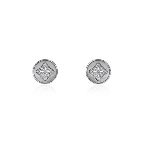 Boucles D'oreilles Puces Alexine Argent Blanc Oxyde De Zirconium - Boucles d'oreilles fantaisie Femme | Histoire d’Or