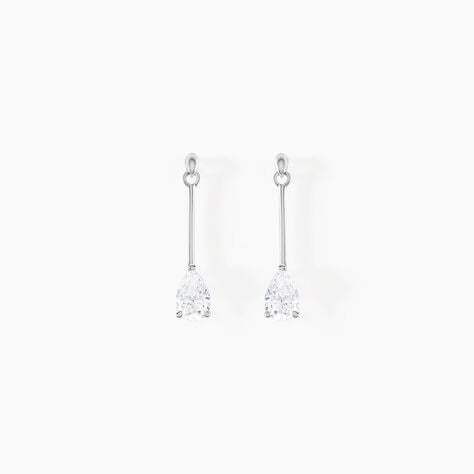 Boucles D'oreilles Pendantes Goutte Or Blanc Oxyde De Zirconium - Boucles d'oreilles pendantes Femme | Histoire d’Or