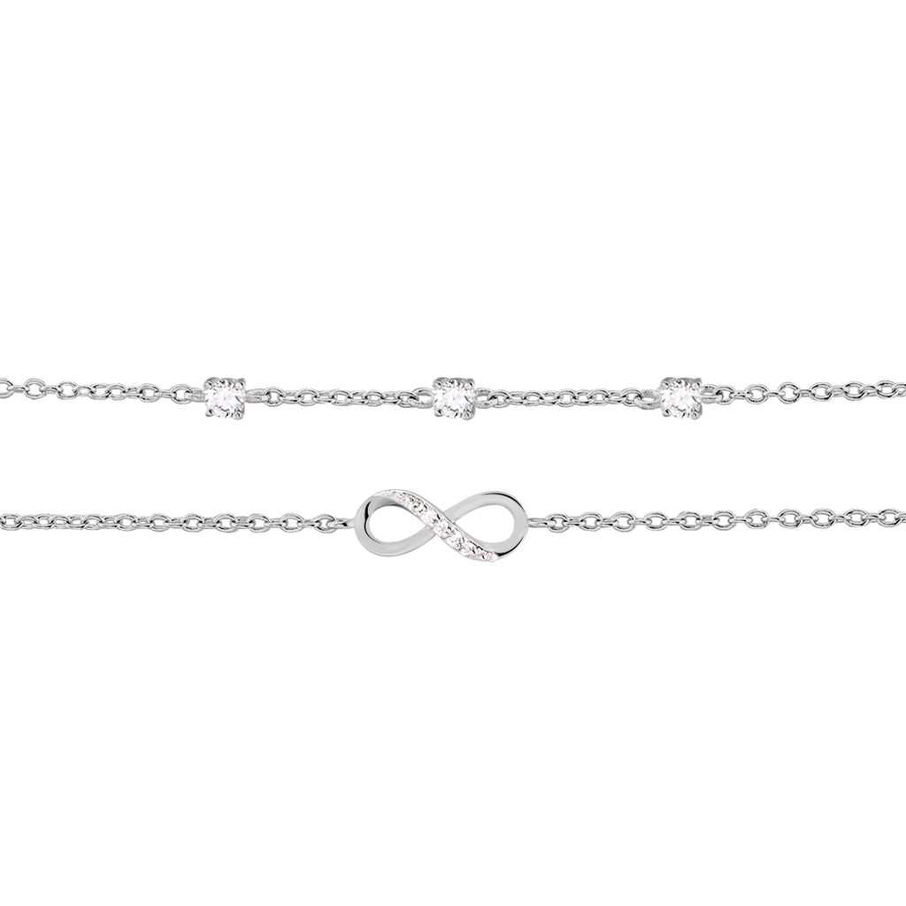 Chaîne De Cheville Aurelio Argent Blanc Oxyde De Zirconium - Chaînes de cheville Femme | Histoire d’Or