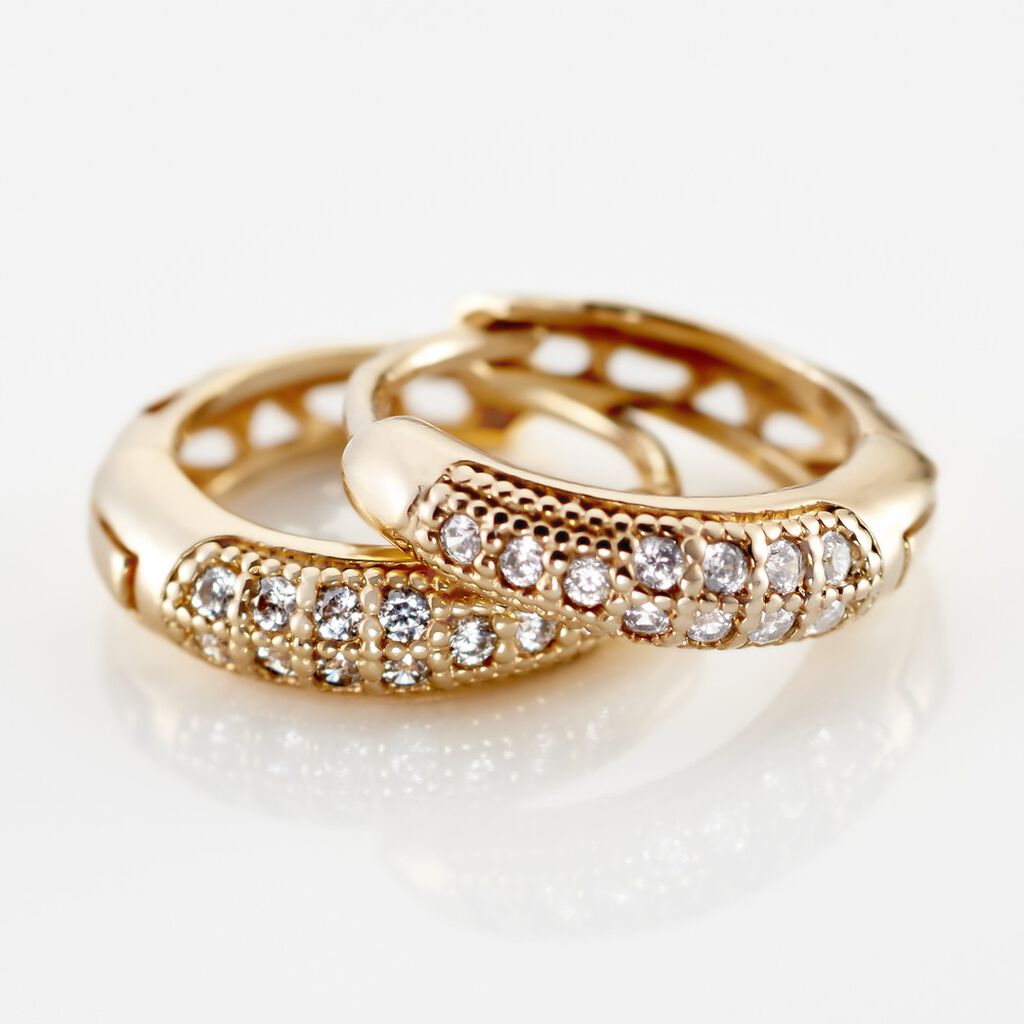 Cr&eacute;oles Sahar Plaqu&eacute; Or Jaune Oxyde De Zirconium - Boucles d'oreilles cr&eacute;oles Femme | Histoire d&rsquo;Or