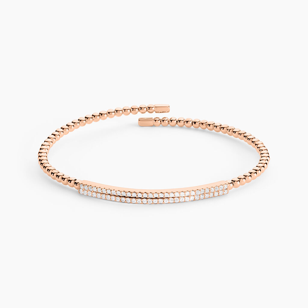 Bracelet Jonc Fuerza Argent Rose Oxyde De Zirconium - Bracelets joncs Femme | Histoire d&rsquo;Or