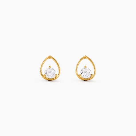 Boucles D'Oreilles Puces Rafiqa Or Jaune Oxyde De Zirconium - Clous d'oreilles Femme | Histoire d&rsquo;Or