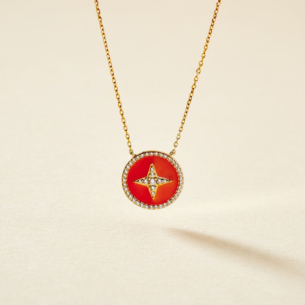 Collier Or Jaune Sweet Rosace Oxyde De Zirconium - Colliers Femme | Histoire d’Or