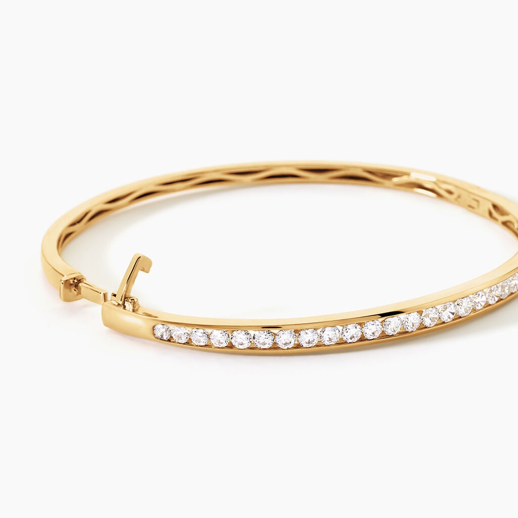 Bracelet Jonc Alane Argent Dor&eacute; A L'Or 750/1000 Oxyde De Zirconium - Bracelets joncs Femme | Histoire d&rsquo;Or