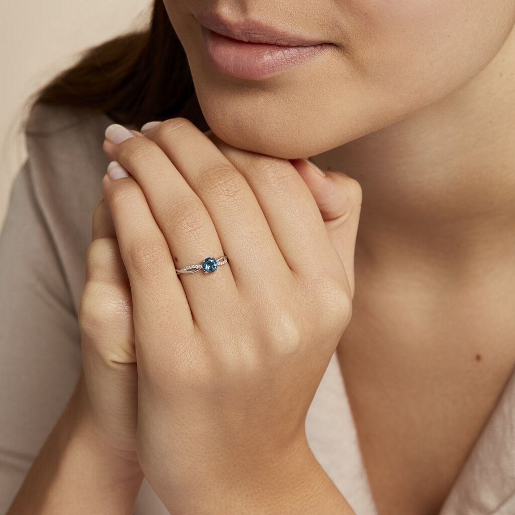 Bague Lalia Or Blanc Topaze Et Oxyde De Zirconium - Bagues solitaires Femme | Histoire d’Or