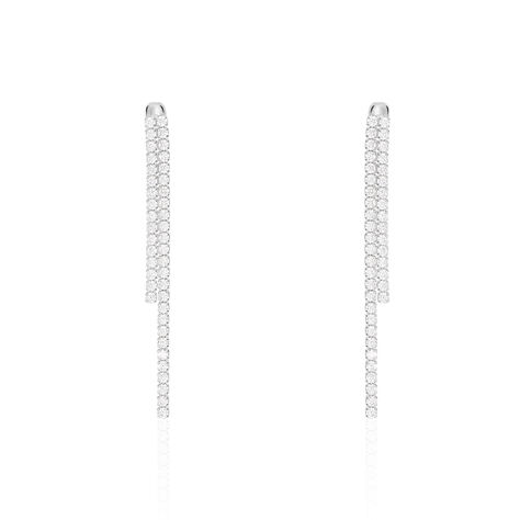 Boucles D'oreilles Pendantes Louanne Argent Blanc Oxyde De Zirconium - Boucles d'oreilles pendantes Femme | Histoire d’Or