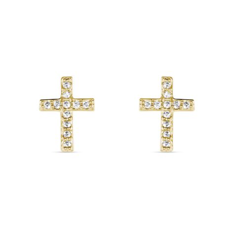 Boucles D'oreilles Puces Fatos Plaqué Or Oxydes De Zirconium - Boucles d'oreilles fantaisie Femme | Histoire d’Or