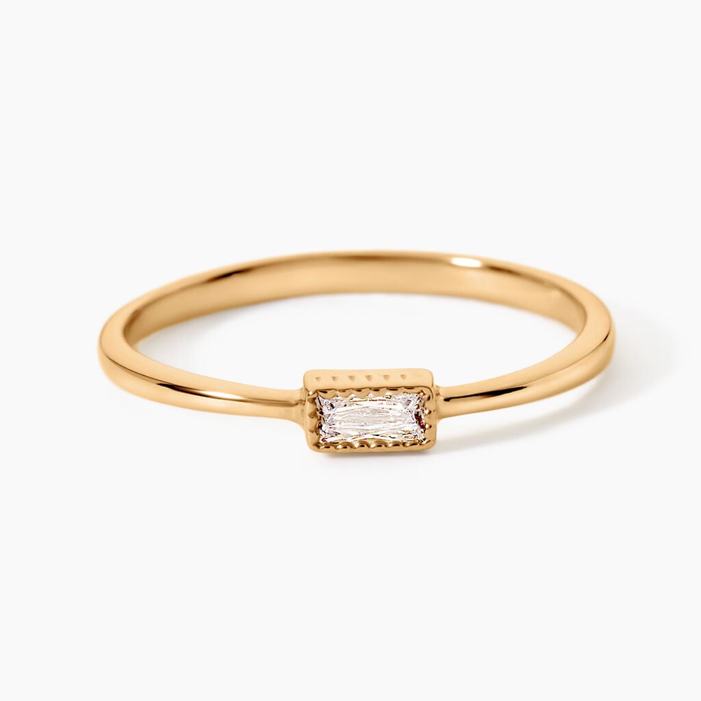 Bague Cerise Plaqu&eacute; Or Jaune Oxyde De Zirconium - Bagues avec pierre Femme | Histoire d&rsquo;Or