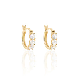 Boucles D'oreilles Pendantes Jacotte Plaqué Or Oxyde De Zirconium - Boucles d'oreilles créoles Femme | Histoire d’Or