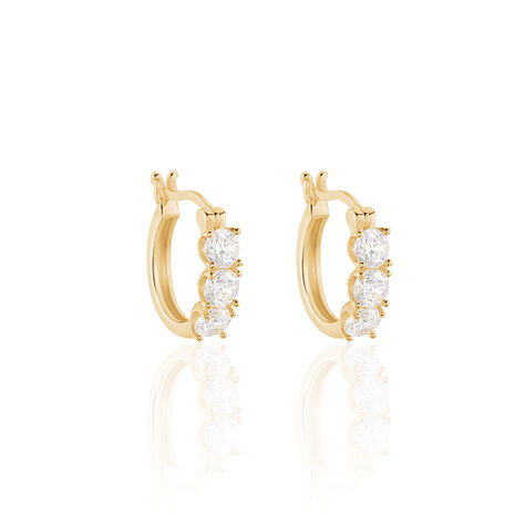 Boucles D'oreilles Pendantes Jacotte Plaqué Or Oxyde De Zirconium - Boucles d'oreilles créoles Femme | Histoire d’Or