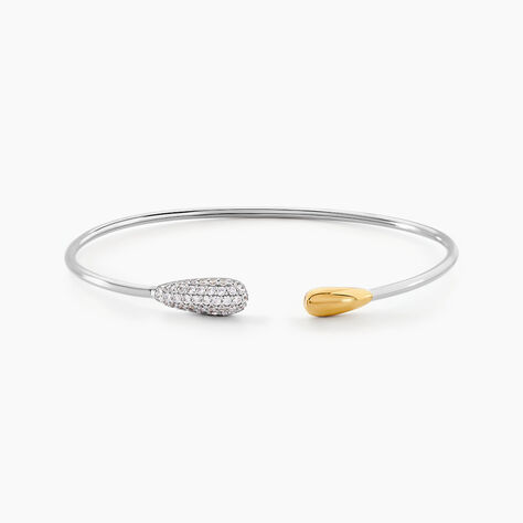 Bracelet Jonc Tiwa Argent Bicolore Oxyde De Zirconium - Bracelets joncs Femme | Histoire d’Or