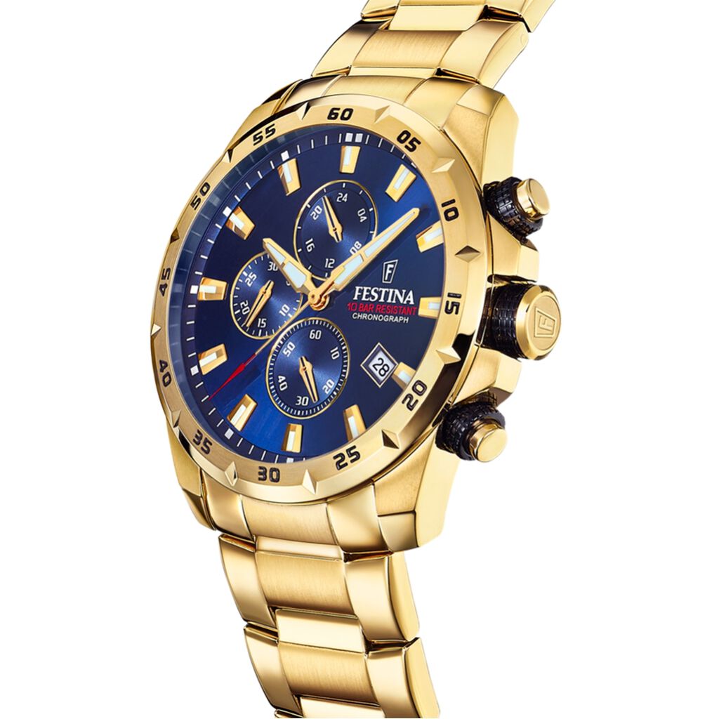 Montre Festina Timeless Chronograph Bleu - F&ecirc;te des p&egrave;res Homme | Histoire d&rsquo;Or