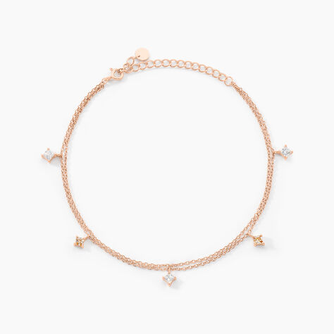 Chaîne De Cheville Heidi Argent Rose Oxyde De Zirconium - Chaînes de cheville Femme | Histoire d’Or