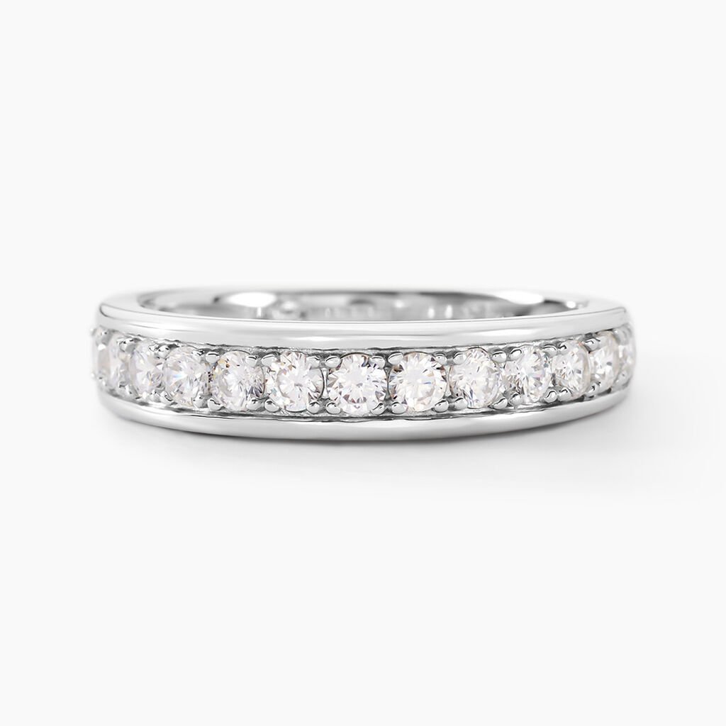 Demi Alliance Heket Argent Blanc Oxyde De Zirconium - Bagues avec pierre Femme | Histoire d&rsquo;Or