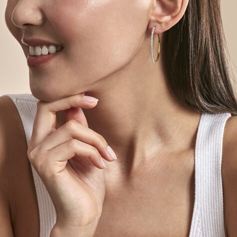 Créoles Sandrine Or Jaune Strass - Boucles d'oreilles créoles Femme | Histoire d’Or