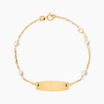 Bracelet Identit&eacute; Gaspardine Maille For&ccedil;at Or Jaune Perle De Culture - Bracelets Communion Enfant | Histoire d&rsquo;Or