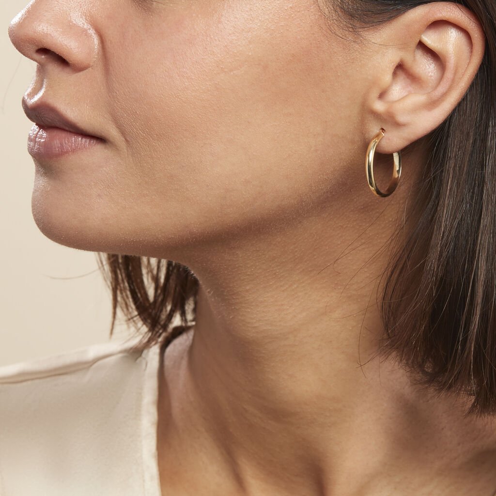 Créoles Shalana Lisses Demi Jonc Or Jaune - Boucles d'oreilles créoles Femme | Histoire d’Or