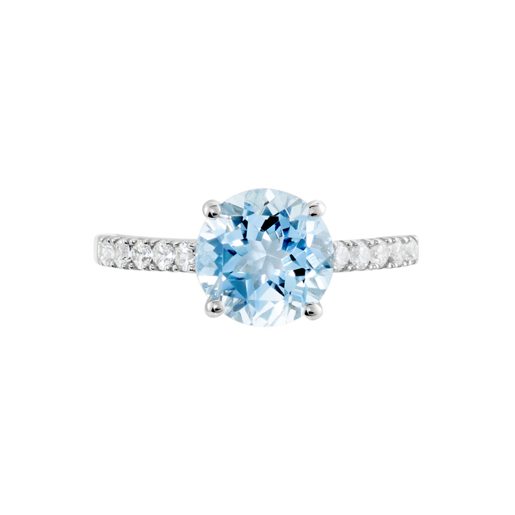 Bague Or Blanc Terese Topaze Oxydes De Zirconium - Bagues solitaires Femme | Histoire d’Or