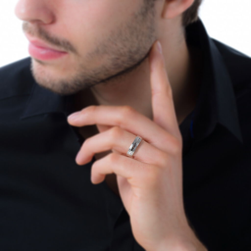 Bague Acier Blanc John - Bagues fantaisie Homme | Histoire d’Or