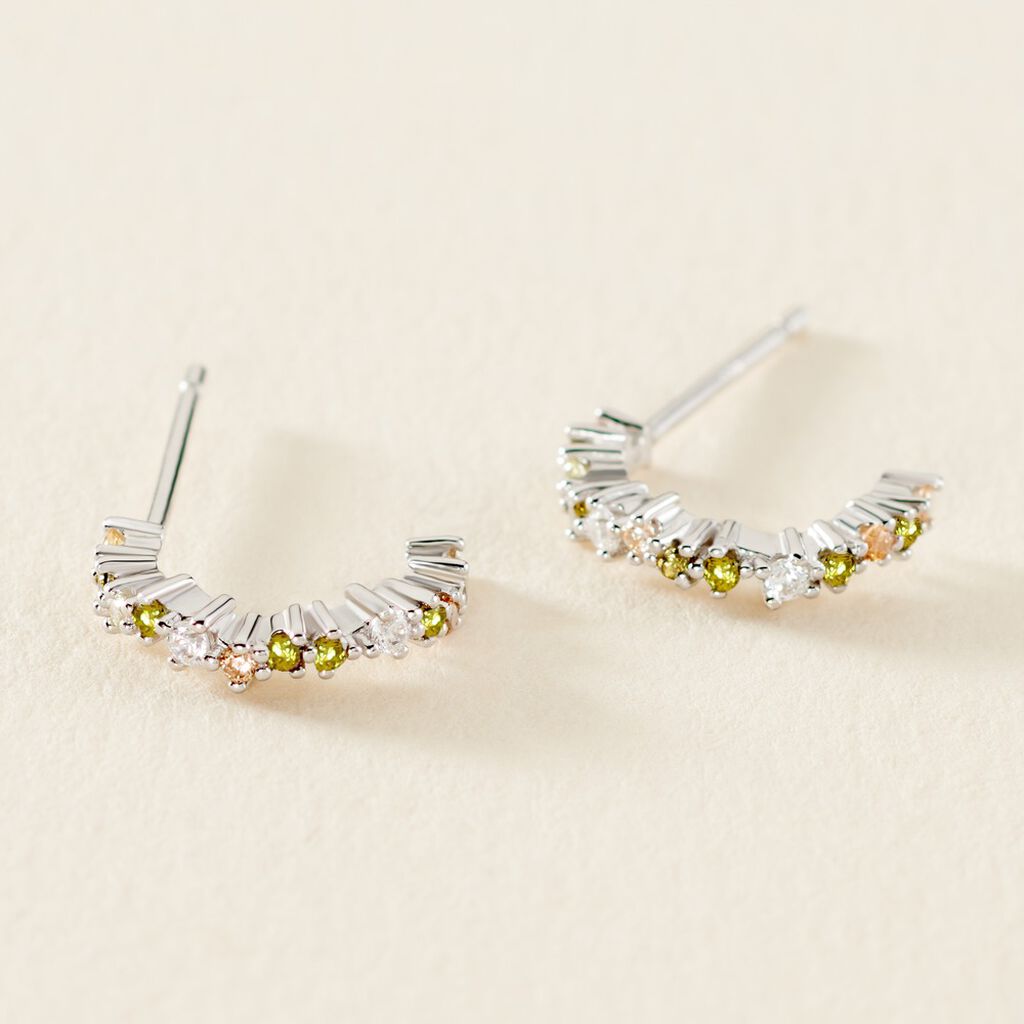 Créoles Indy Argent Blanc Oxyde De Zirconium - Boucles d'oreilles créoles Femme | Histoire d’Or