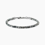 Bracelet Jourdan Acier Blanc Obsidienne H&eacute;matite - Bracelets Homme | Histoire d&rsquo;Or
