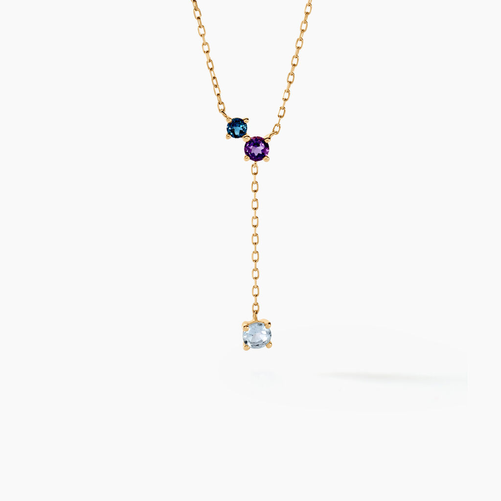 Collier Amaranta Or Jaune Topaze Am&eacute;thyste - Colliers Femme | Histoire d&rsquo;Or