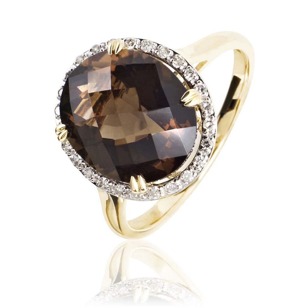 Bague Anna Or Jaune Quartz Et Diamant - Bagues solitaires Femme | Histoire d&rsquo;Or