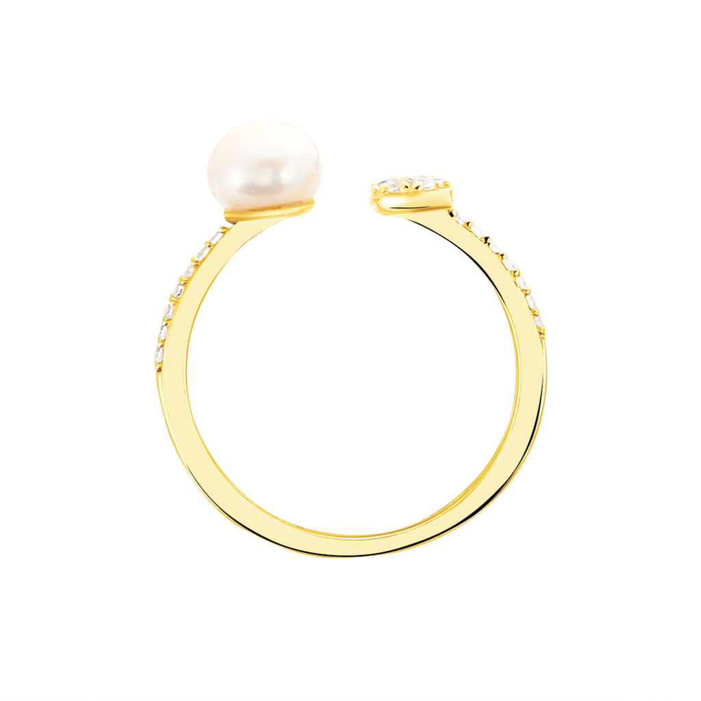 Bague Shannone Or Jaune Perle De Culture Et Oxyde De Zirconium - Bagues avec pierre Femme | Histoire d’Or