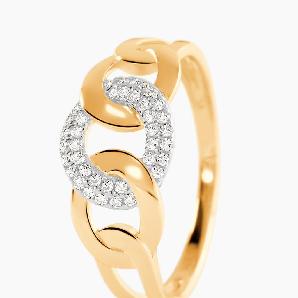 Bague Maillons Or Jaune Diamant - Bagues avec pierre Femme | Histoire d&rsquo;Or