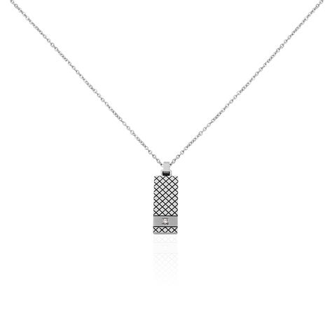 Collier Clement Acier Blanc Oxyde De Zirconium - Colliers fantaisie Homme | Histoire d&rsquo;Or