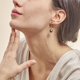 Boucles D'oreilles Puces Marie-noela Or Jaune Perle De Tahiti - Boucles d'oreilles pendantes Femme | Histoire d’Or