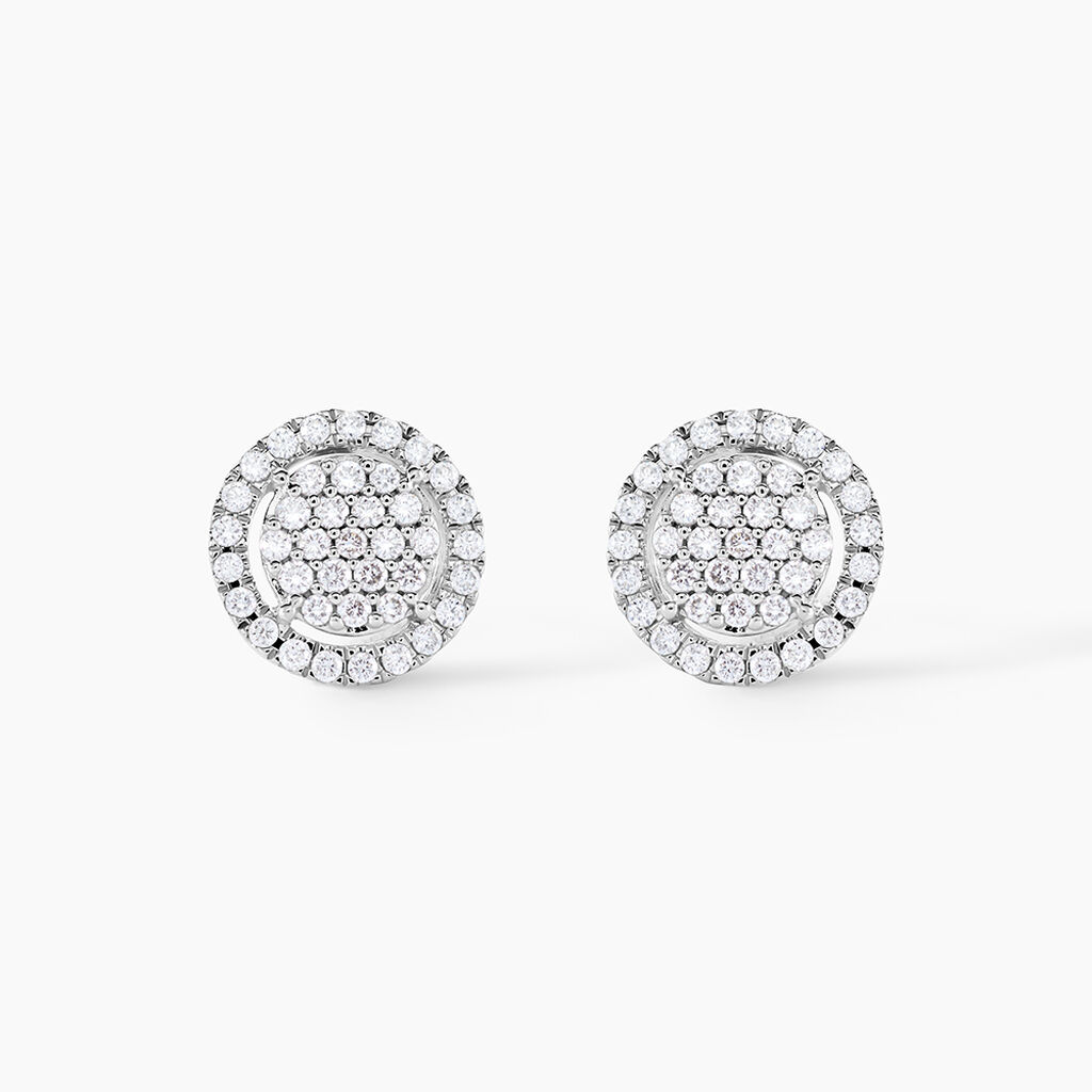 Boucles D'oreilles Puces Or Blanc Nawra Diamants Synthétiques - Clous d'oreilles Femme | Histoire d’Or
