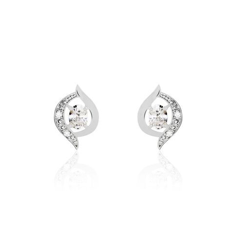 Boucles D'oreilles Puces Or Blanc Lydia Oxydes De Zirconium - Clous d'oreilles Femme | Histoire d’Or