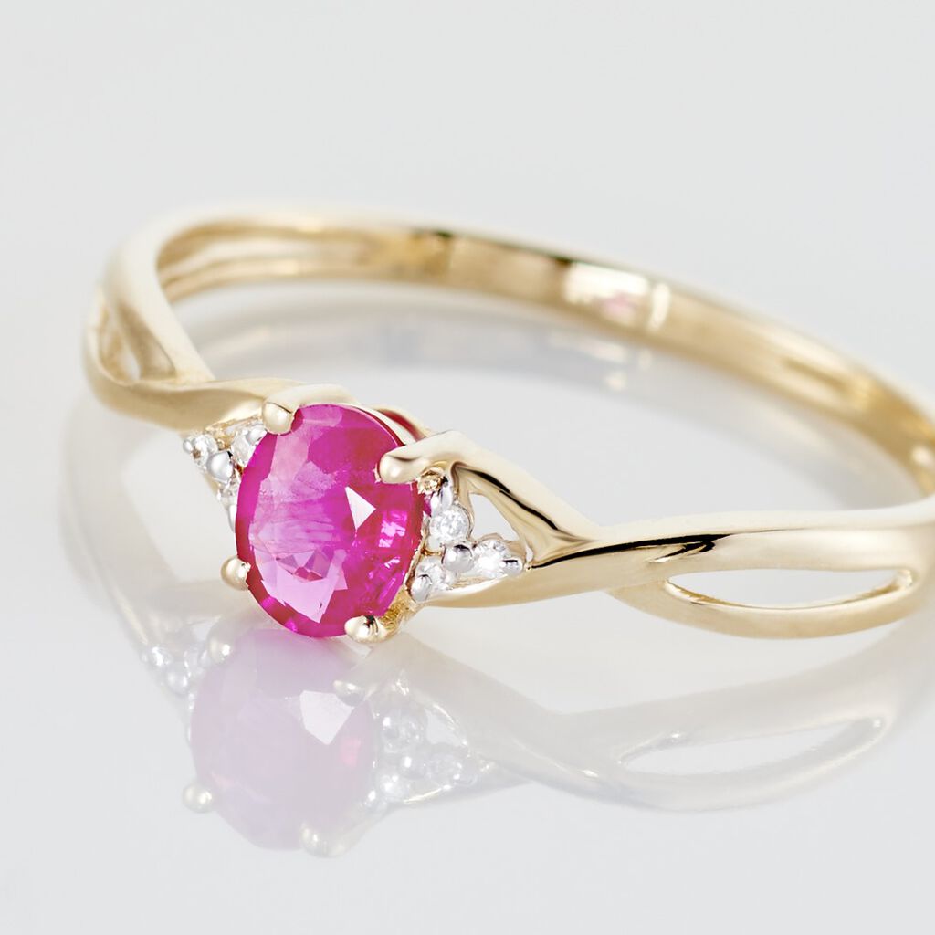Bague Or Jaune Cassie Rubis Et Diamant - Bagues solitaires Femme | Histoire d’Or