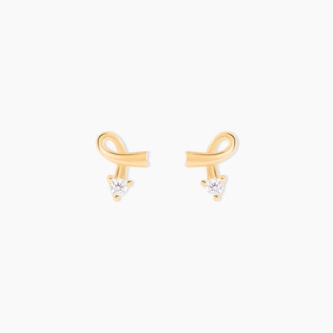 Boucles D'oreilles Puces Alvina Ruban Or Jaune Oxyde De Zirconium - Clous d'oreilles Femme | Histoire d’Or