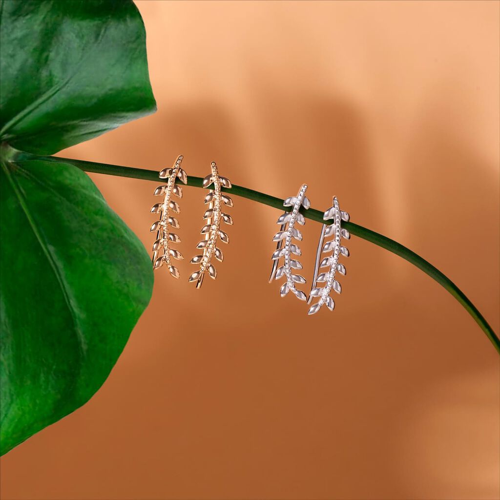 Boucles D'oreilles Grimpantes Folia Plaqué Or Jaune - Boucles d'oreilles fantaisie Femme | Histoire d’Or