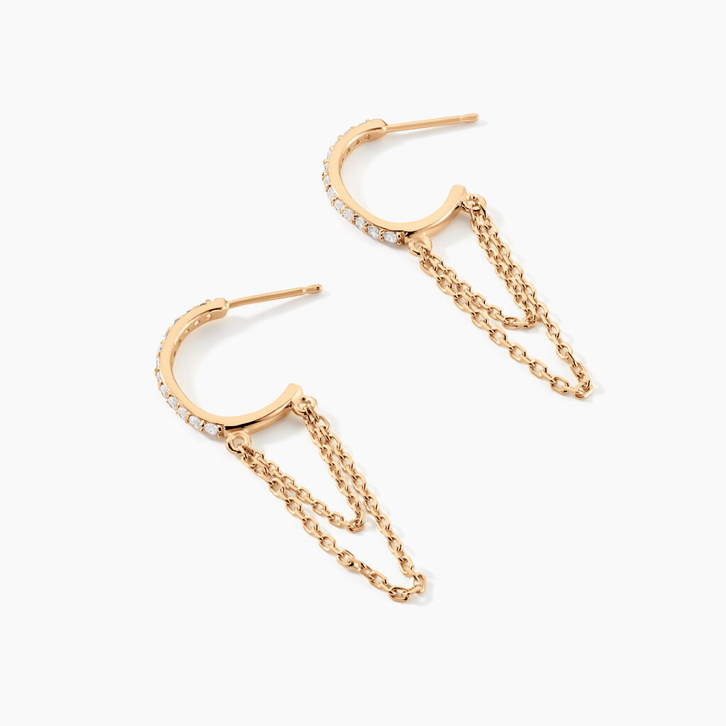 Créoles Plaqué Or Leinhard Oxydes De Zirconium - Boucles d'oreilles créoles Femme | Histoire d’Or