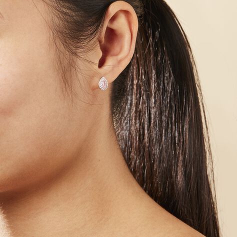 Boucles D'oreilles Puces Argent Blanc Tania Oxydes De Zirconium - Boucles d'oreilles fantaisie Femme | Histoire d’Or