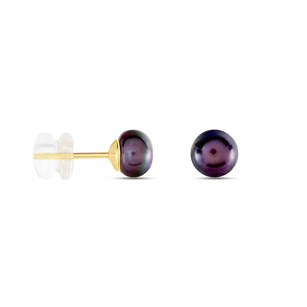 Boucles D'oreilles Puces Micaelle Teintees Or Jaune Perle De Culture - Clous d'oreilles Femme | Histoire d’Or
