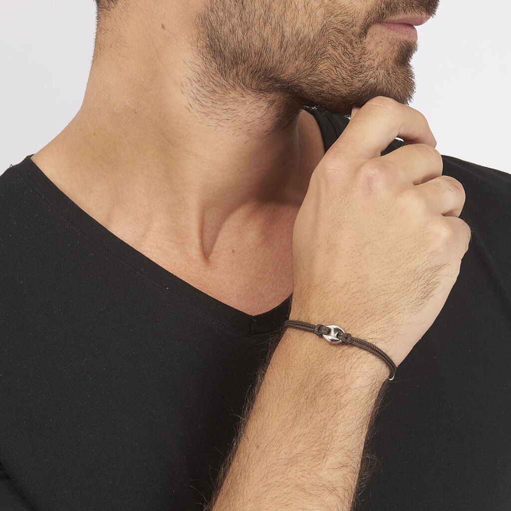 Bracelet Fabrice Acier Blanc - Bracelets cordon Homme | Histoire d&rsquo;Or