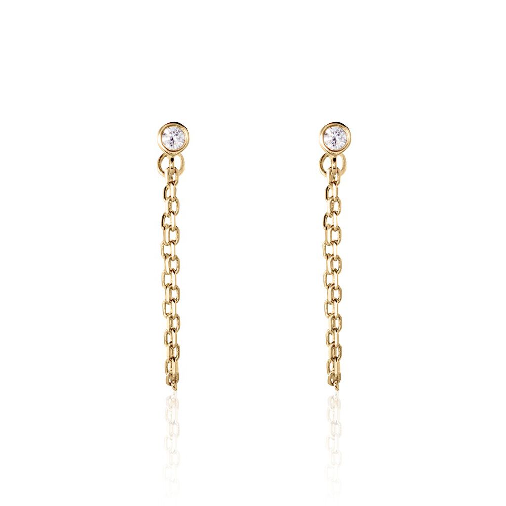 Boucles D’oreilles Pendantes Plaqué Or Lienard Oxydes De Zirconium