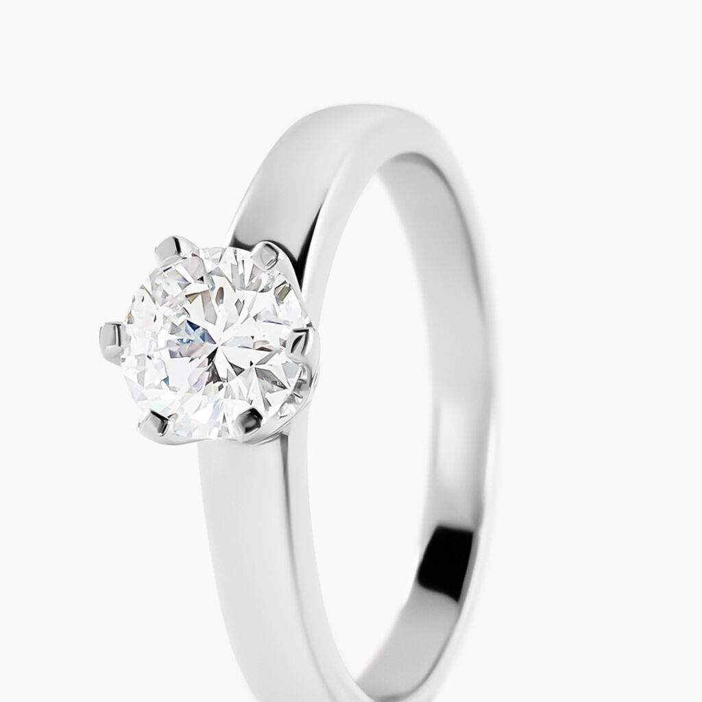 Bague Natalia Ld Platine Blanc Diamant Synth&eacute;tique - Bagues solitaires Femme | Histoire d&rsquo;Or