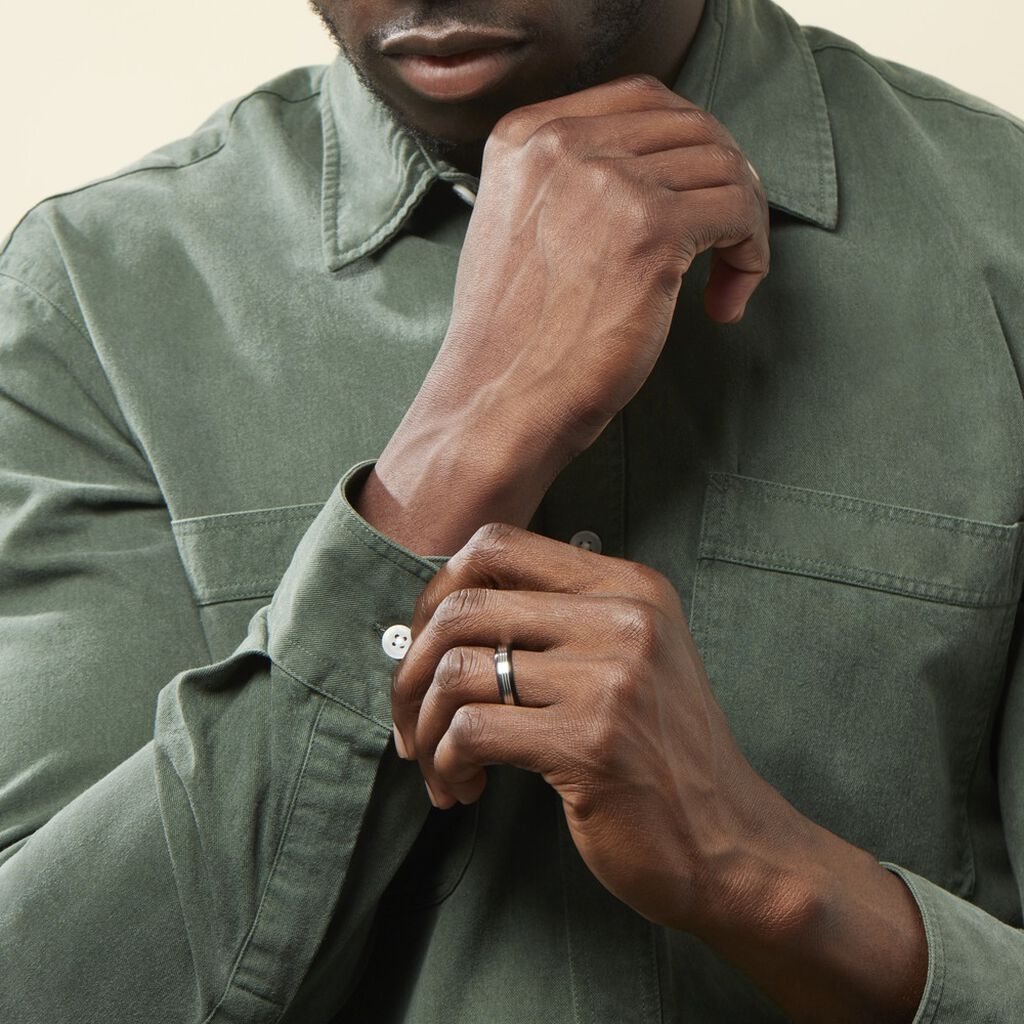 Bague Christell Acier Blanc - Bagues fantaisie Homme | Histoire d’Or