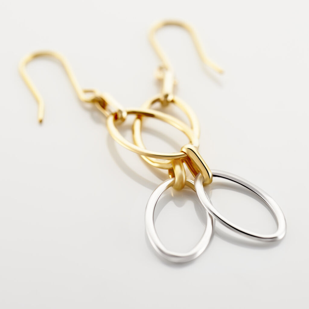 Boucles D'oreilles Pendantes Lucia Or Bicolore - Boucles d'oreilles pendantes Femme | Histoire d’Or